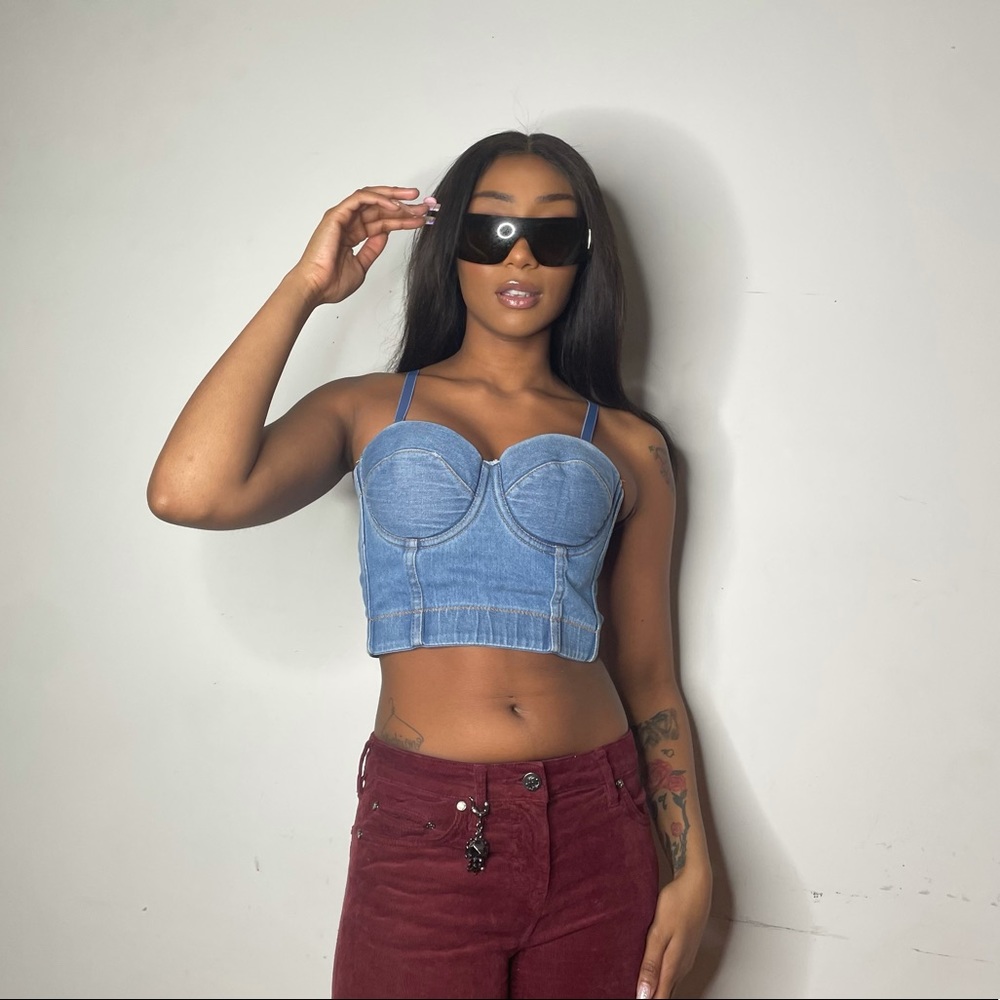 Y2k Denim Bustier Top